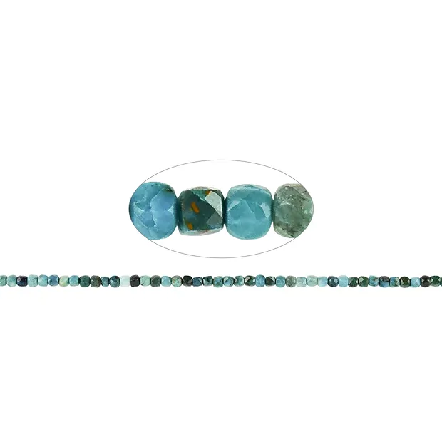 Rang de colliers, Chrysocolle (stab.), facetté, 02,5mm (38cm) | Marco Schreier