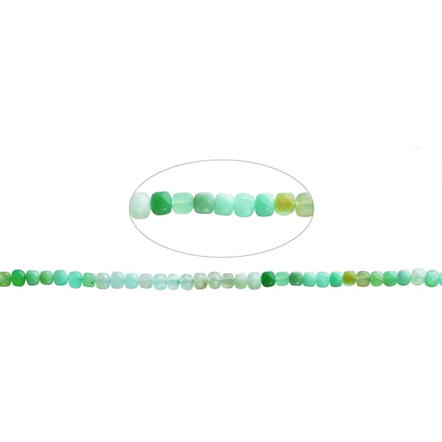 Strand cube, Chrysoprase, faceted, 05mm (39cm) | gems, healing stones & jewelry
