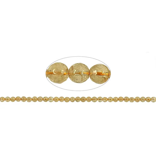 Rang de colliers boules, citrine (chauffée) à facettes, 06mm | Marco Schreier
