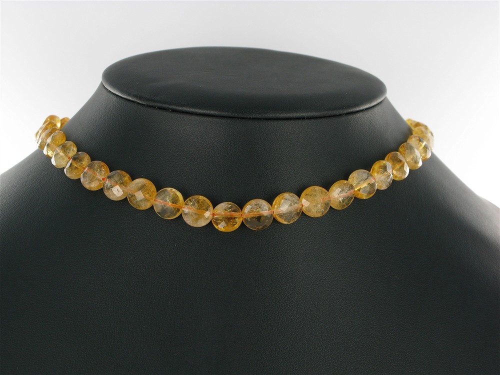 Strang Button flach, Citrin (gebr.) AA, 10mm | Edelsteine, Heilsteine & Schmuck