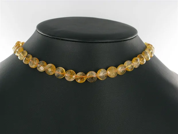 Strang Button flach, Citrin (gebr.) AA, 10mm | Edelsteine, Heilsteine & Schmuck