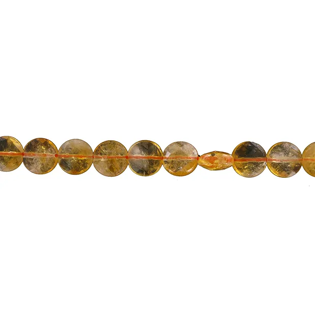 Strang Button flach, Citrin (gebr.) AA, 10mm | Edelsteine, Heilsteine & Schmuck
