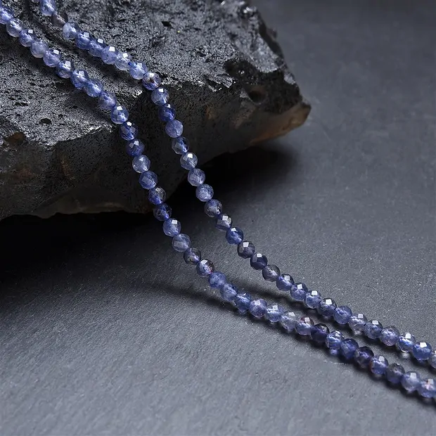 Rang de colliers boules, Iolite, à facettes, 03mm (38cm) | Marco Schreier
