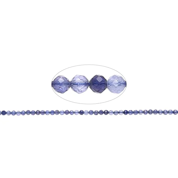 String Beads, Iolite, faceted, 03mm (38cm) | wholesaler gems & healing stones