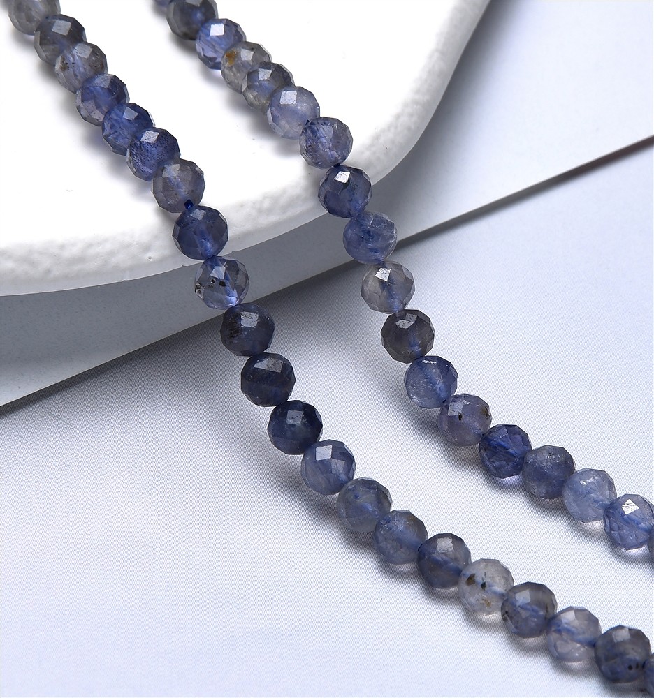 String Beads, Iolite, faceted, 05mm | wholesaler gems, healing stones & jewelry
