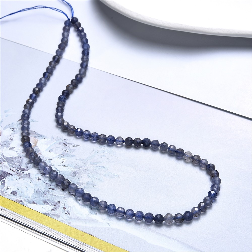 String Beads, Iolite, faceted, 05mm | wholesaler gems, healing stones & jewelry