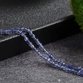 Stringed beads cube, iolite, 02mm, faceted (39cm) | Marco Schreier