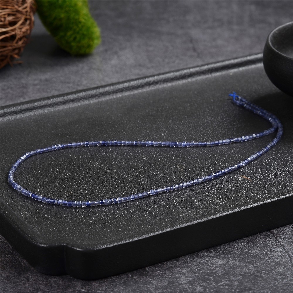 Strand cube, iolite, faceted, 02mm (39cm) | wholesaler gems & healing stones