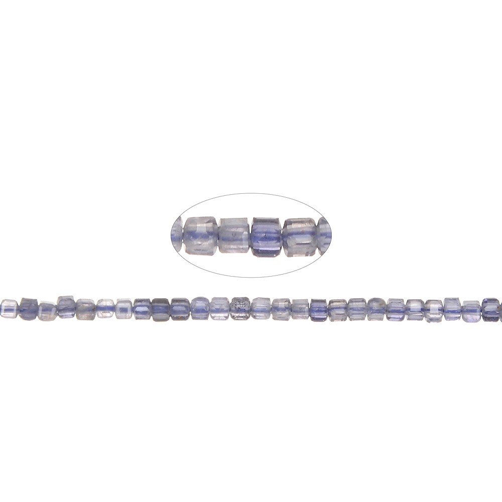 Strand cube, iolite, faceted, 02mm (39cm) | wholesaler gems & healing stones