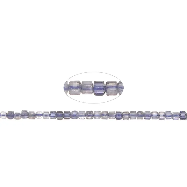 Strand cube, iolite, faceted, 02mm (39cm) | wholesaler gems & healing stones