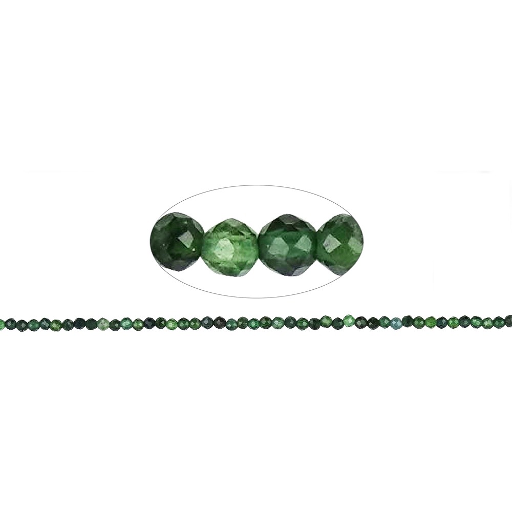 Rang de colliers boules, Chromdiopside, facetté, 04mm (39cm) | Marco Schreier