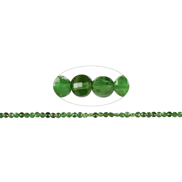 Strand Coin, Chrome Diopside, faceted, 04mm | wholesaler gems & healing stones