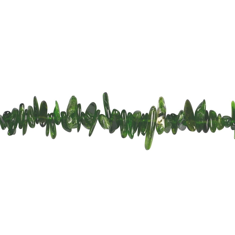 Tiras de pepitas de diente, Diópsido de cromo, 03-05 x 10-20mm (38cm) | Marco Schreier