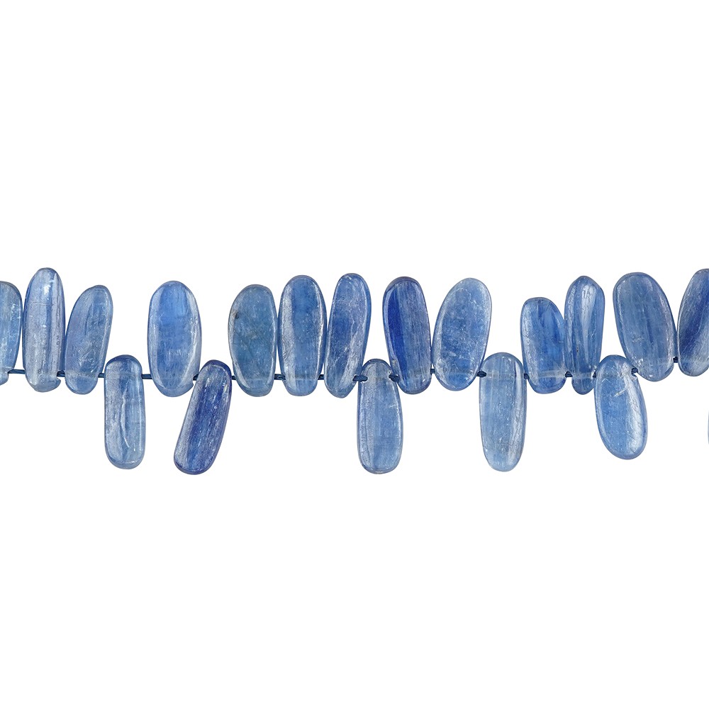 Rang de collier Pierres roulées plates, Disthène (stab.), 06 x 15-20mm (38cm) | Marco Schreier