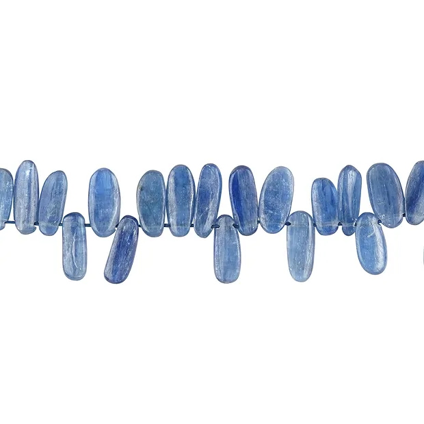 Rang de collier Pierres roulées plates, Disthène (stab.), 06 x 15-20mm (38cm) | Marco Schreier