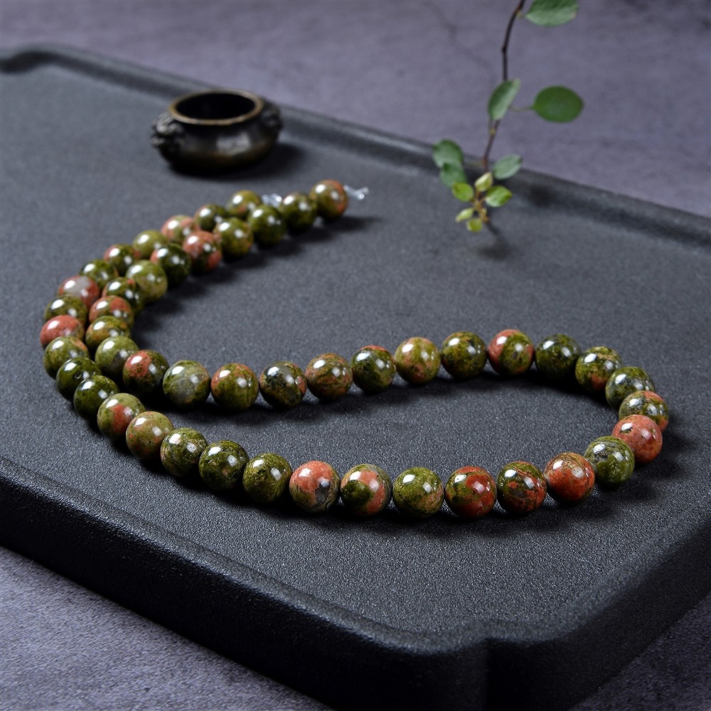 Rang de collier boules, Unakite, 08-09mm | Marco Schreier