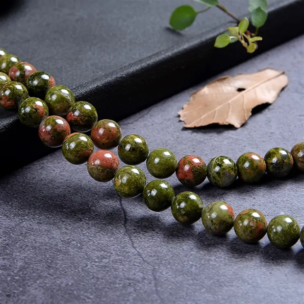 Rang de collier boules, Unakite, 08-09mm | Marco Schreier