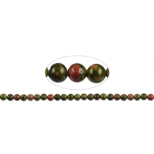 Filo di perline, Unakite, 08-09mm | Gemme Schreier, pietre curative e gioielli