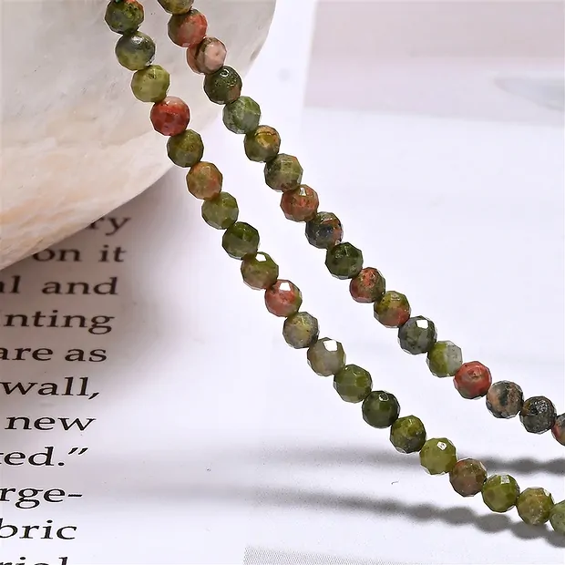 Rang de collier boules, Unakite, 02mm, à facettes (39cm) | Marco Schreier