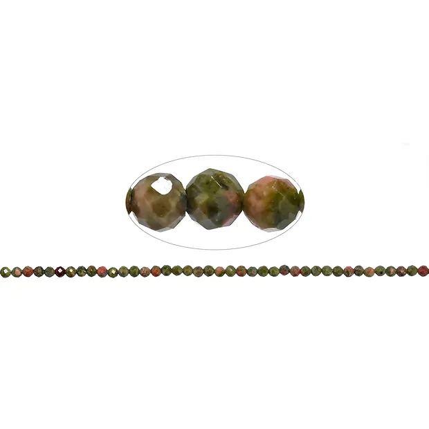 Rang de collier boules, Unakite, 02mm, à facettes (39cm) | Marco Schreier