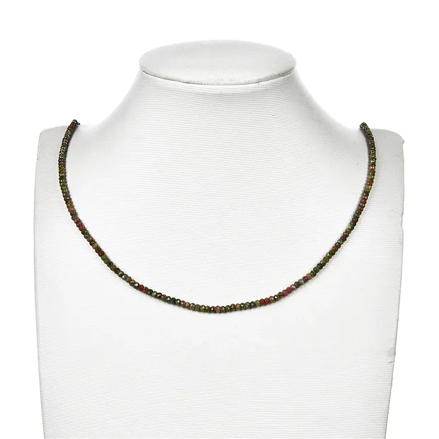 Button strand, Unakite, faceted, 02 x 03mm | wholesaler gems & healing stones