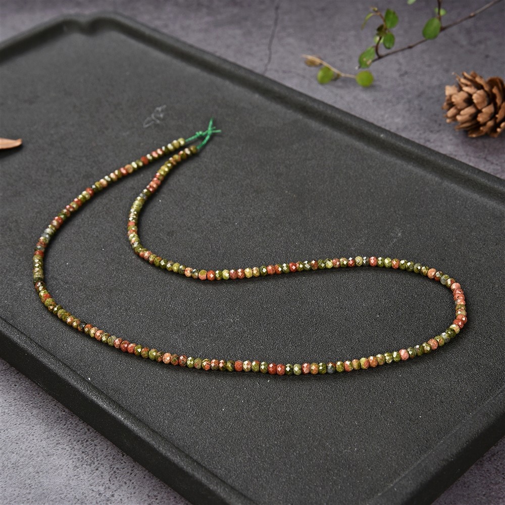 Rang de colliers Boutons, Unakite, facetté, 02 x 03mm | Marco Schreier