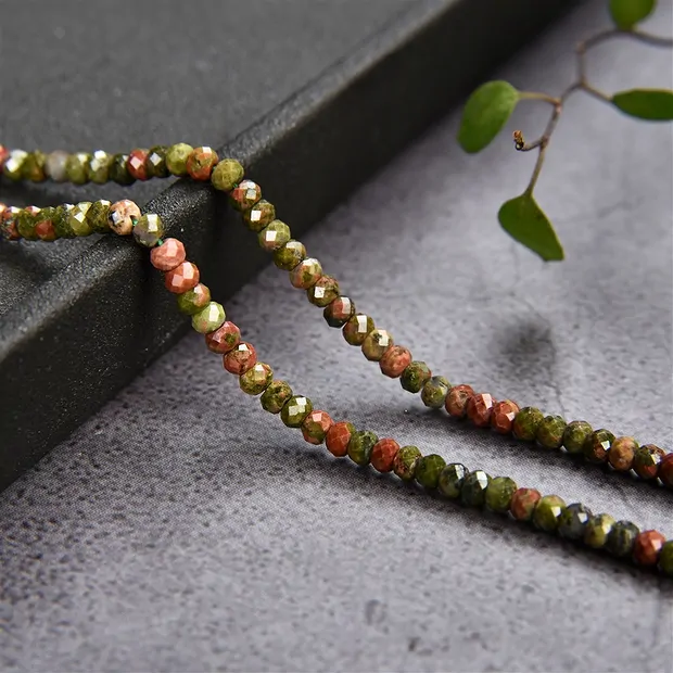 Rang de colliers Boutons, Unakite, facetté, 02 x 03mm | Marco Schreier