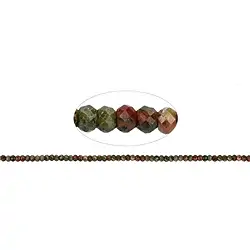 140690318020 Button strand, Unakite, faceted, 02 x 03mm | wholesaler gems & healing stones
