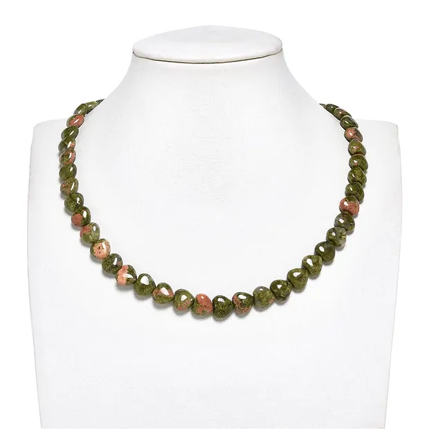 Strang Herzen, Unakit, 10mm | Mineralien-Handel Edelsteine, Heilsteine & Schmuck