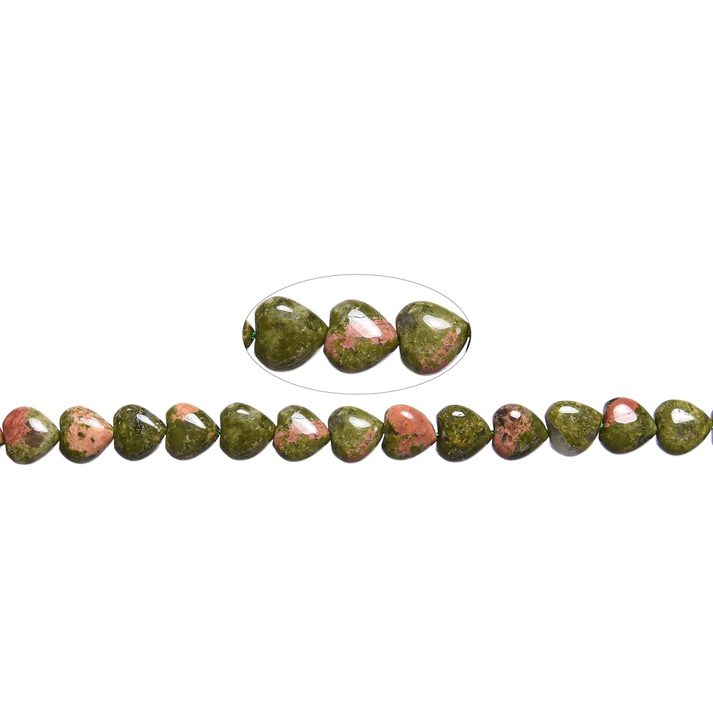Rang de colliers Coeurs, Unakite, 10mm | Marco Schreier