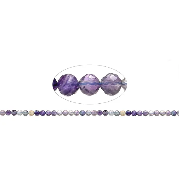 Rang de colliers boules, Fluorite (violette/coloré), facettes, 06mm | Marco Schreier