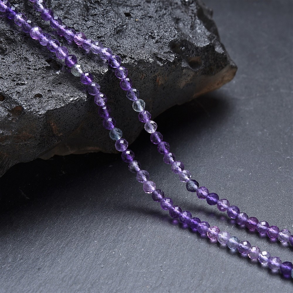 String Beads, fluorite (purple), 03mm, faceted | gems, healing stones & jewelry