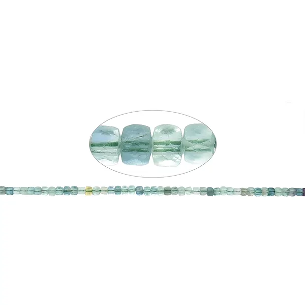 Strang Würfel, Fluorit, facettiert, 04mm | GH Edelsteine, Heilsteine & Schmuck