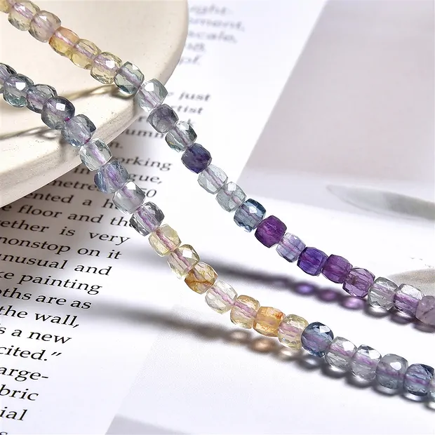 Rang de collier, Fluorite (violette/coloré), 04mm, facetté (38cm) | Marco Schreier