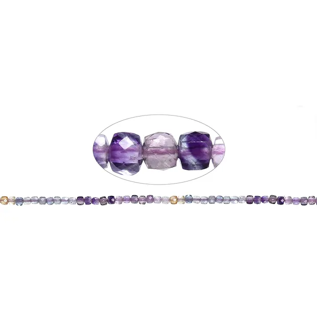 Rang de collier, Fluorite (violette/coloré), 04mm, facetté (38cm) | Marco Schreier