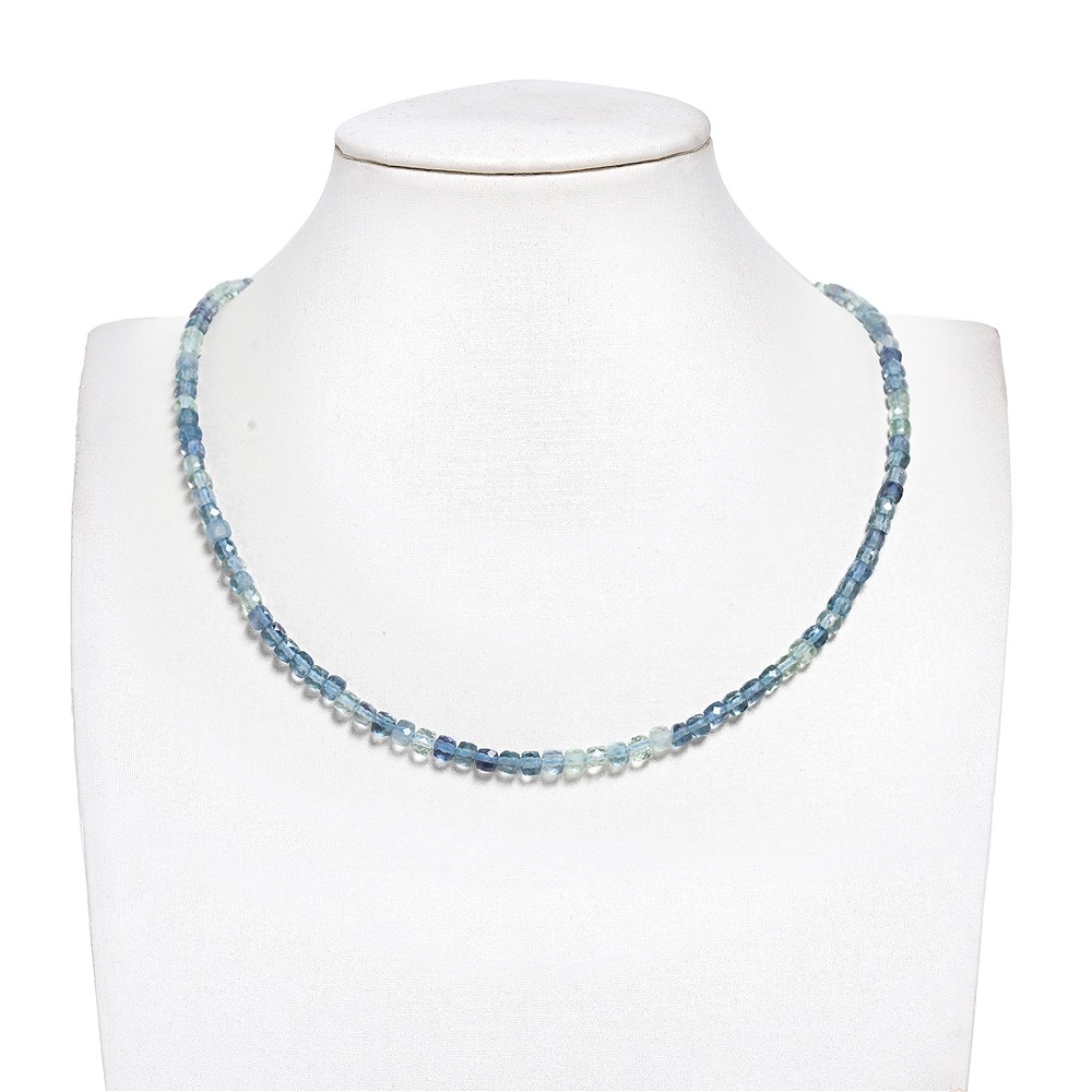 Strand of cubes, fluorite (blue-green), 0.4 mm faceted (39 cm) | Marco Schreier