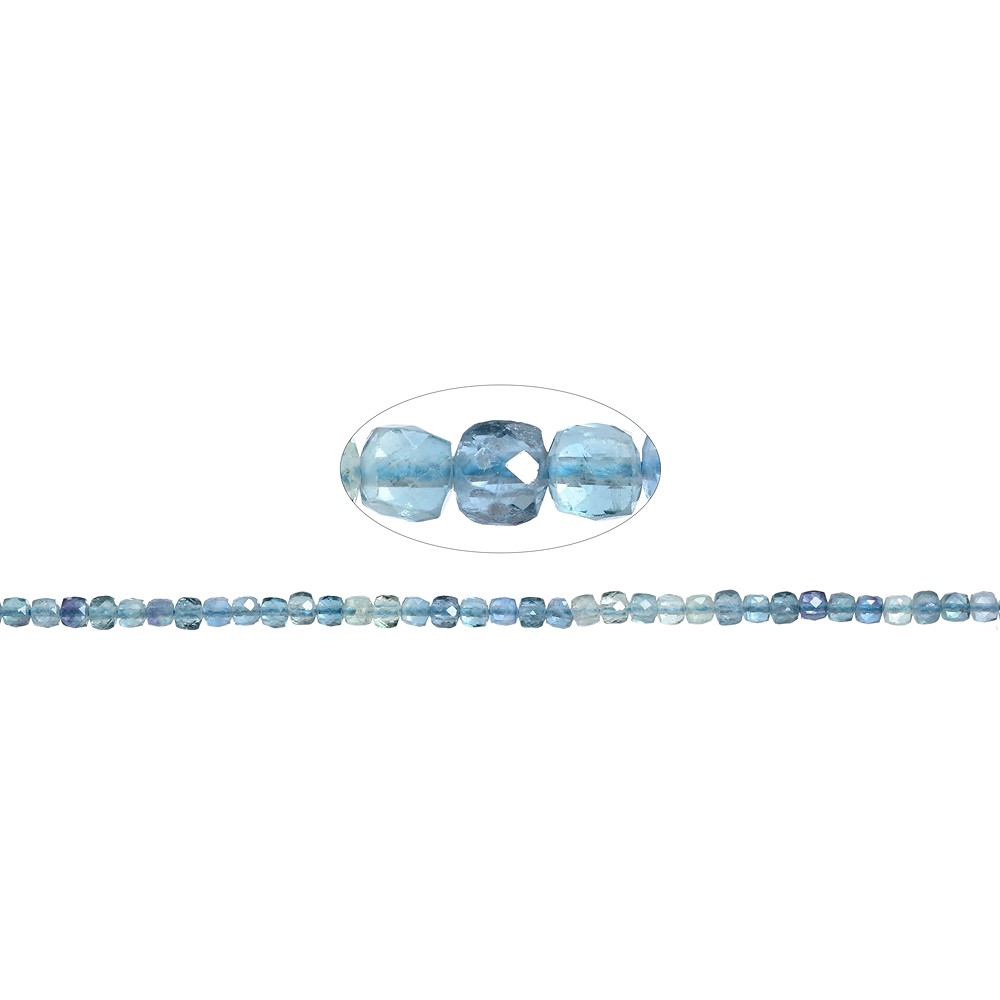 Strand of cubes, fluorite (blue-green), 0.4 mm faceted (39 cm) | Marco Schreier