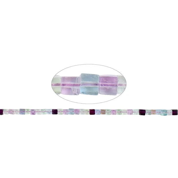 Strand of cubes, fluorite, 05 x 05 x 05mm | wholesaler gems & healing stones