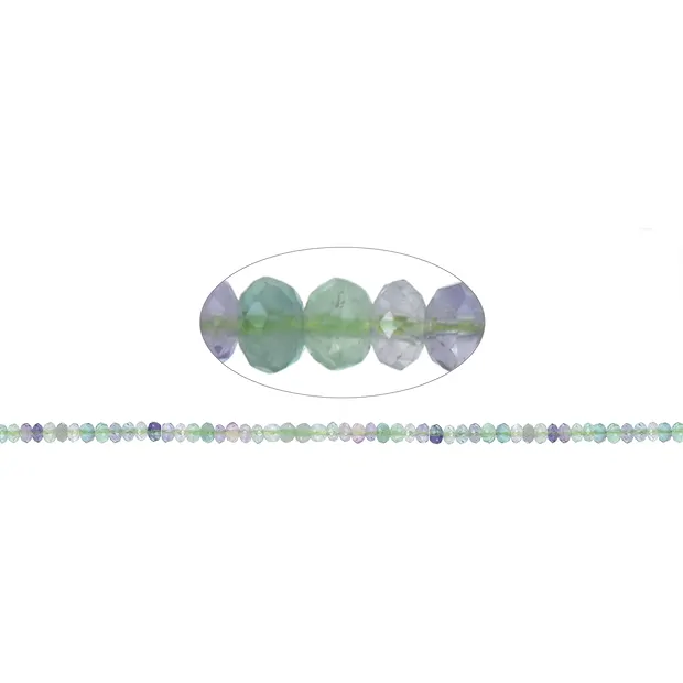 Button strand, fluorite, faceted, 02 x 04mm (39cm) | Marco Schreier