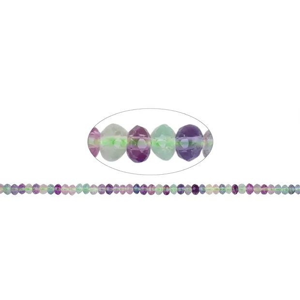 Cordón botón, fluorita, 03 x 05mm, facetado (38cm) | Marco Schreier