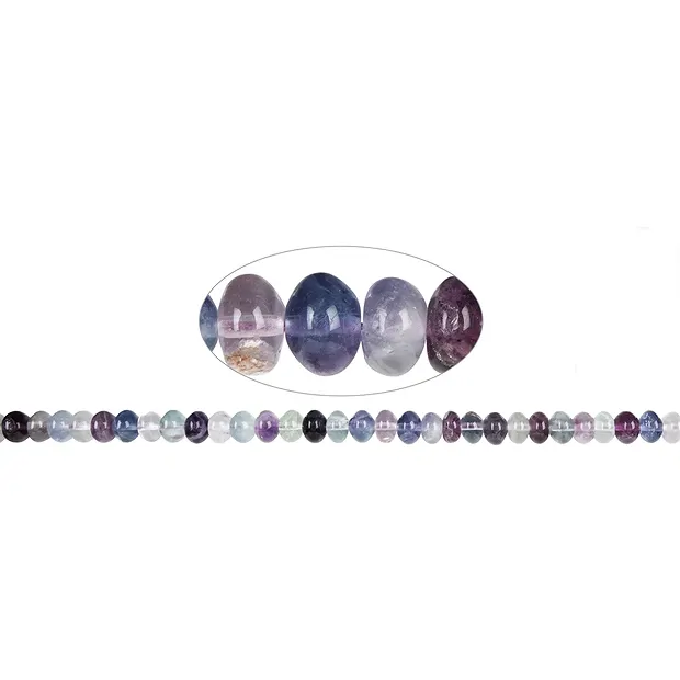 Button strand, fluorite, 06 x 08mm | wholesaler gems, healing stones & jewelry