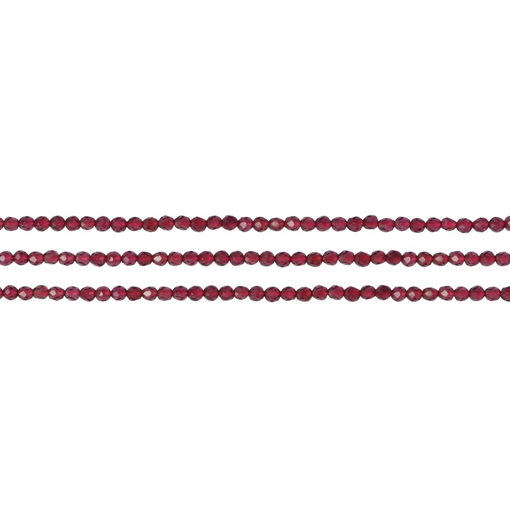 String Beads, Garnet, faceted, 02mm (3 pcs./ PU) | Marco Schreier