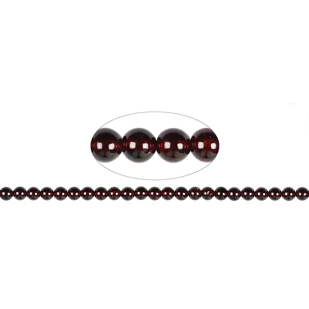 Rang de collier boules, grenat, 08mm | Marco Schreier