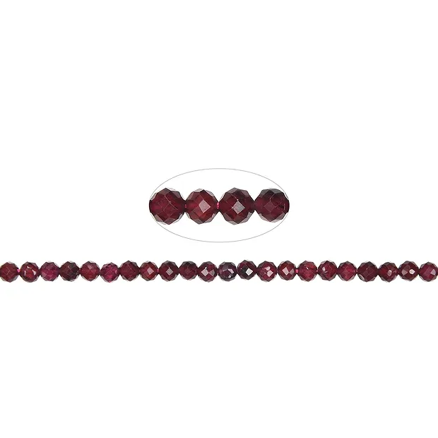 String Beads, Garnet, faceted, 04mm | wholesaler gems, healing stones & jewelry