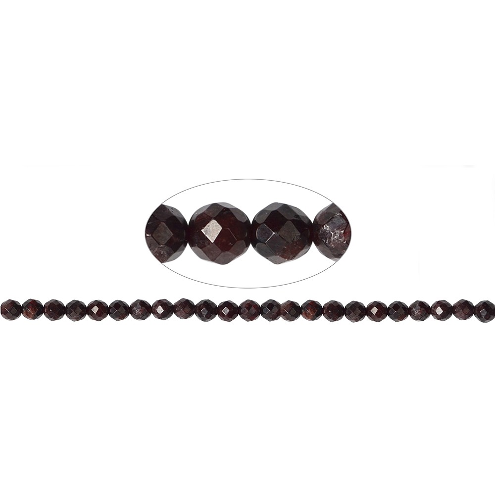 String Beads, Garnet, faceted, 08mm (37cm) | wholesaler gems & healing stones