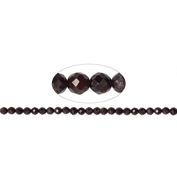 Rang de colliers boules, grenat, facetté, 08mm (37cm) | Marco Schreier