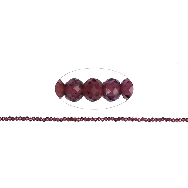 String Beads, Garnet (violet), faceted, 02mm | wholesaler gems & healing stones