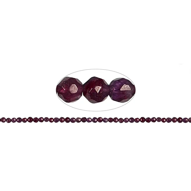 Rang de colliers boules, grenat (violet), facetté, 3mm | Marco Schreier