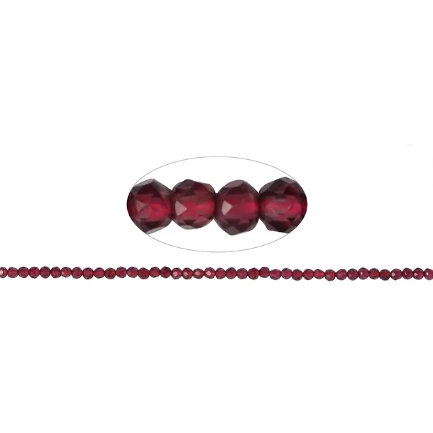 String Beads, Garnet, faceted, 02mm | wholesaler gems, healing stones & jewelry