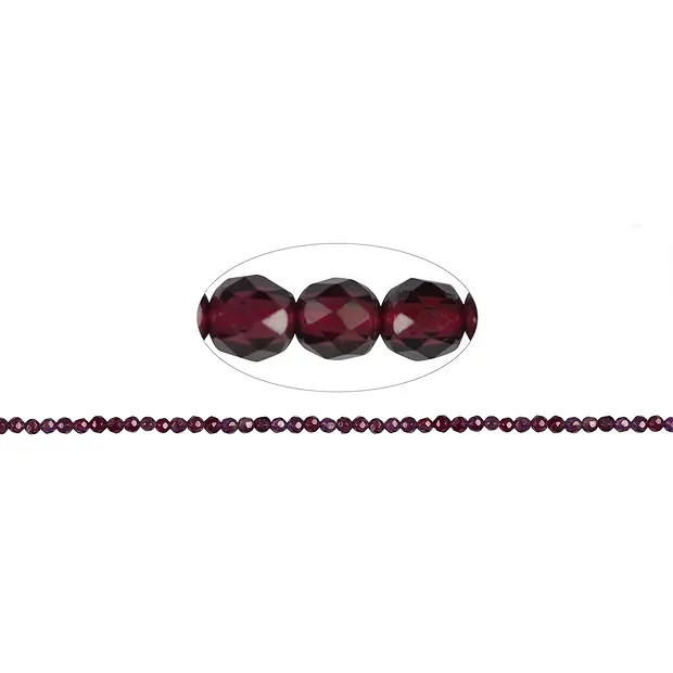 String Beads, Garnet, faceted, 03mm (38cm) | wholesaler gems & healing stones